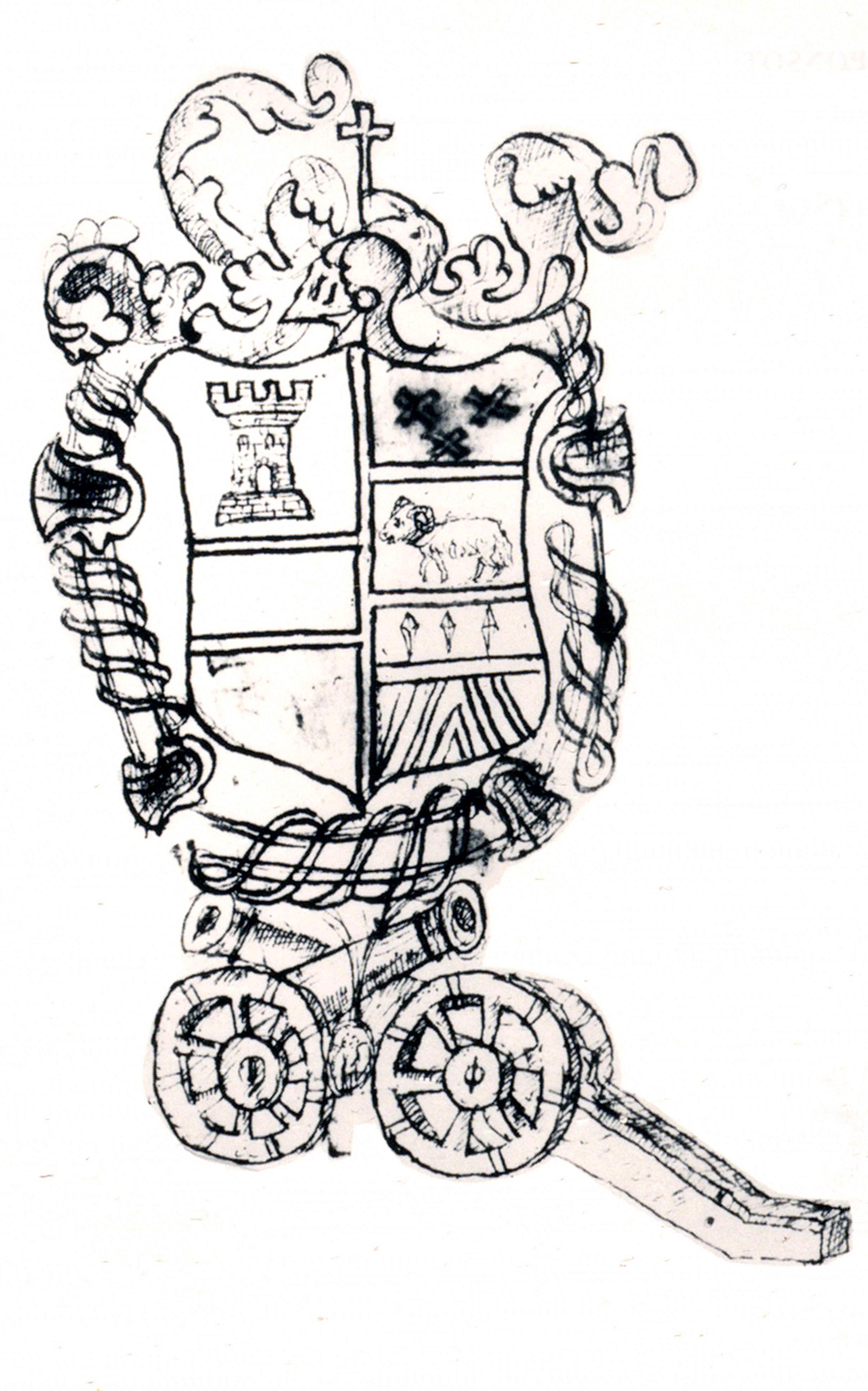 1. Armes d’Antoine de La Tour, détail de du dessin de Burel