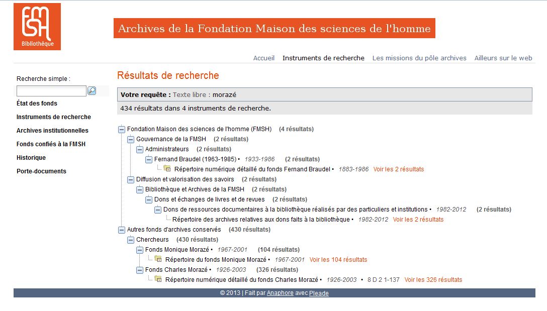 Résultats d'une recherche utilisant le terme Morazé (historien et figure importante de l'histoire de la Fondation)