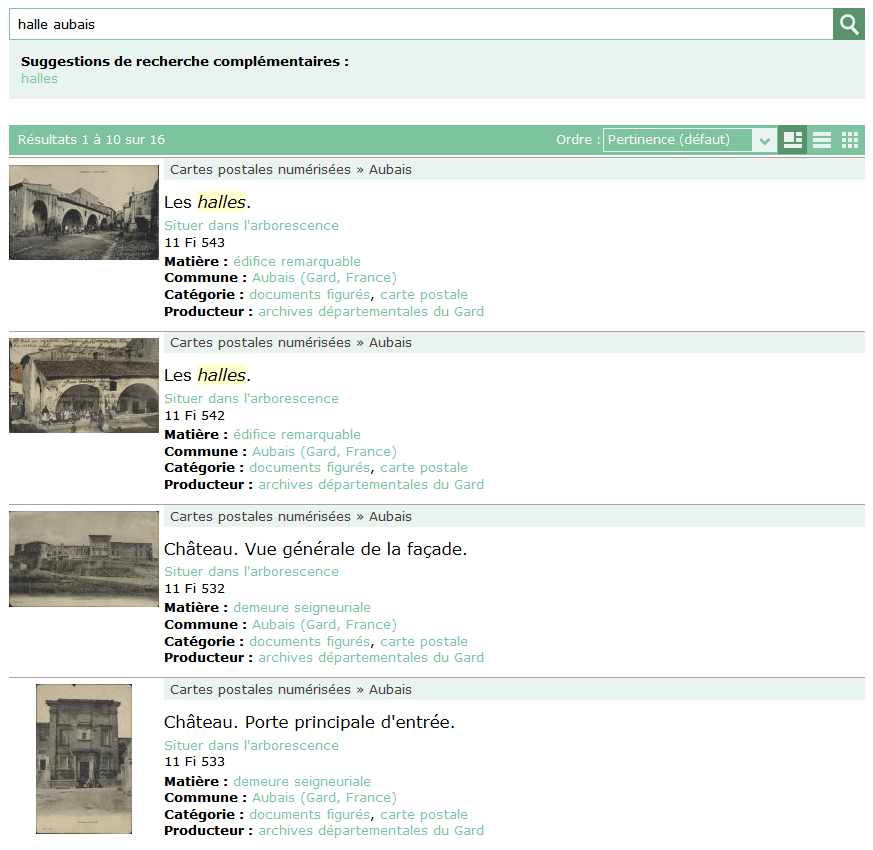 tri des resultats